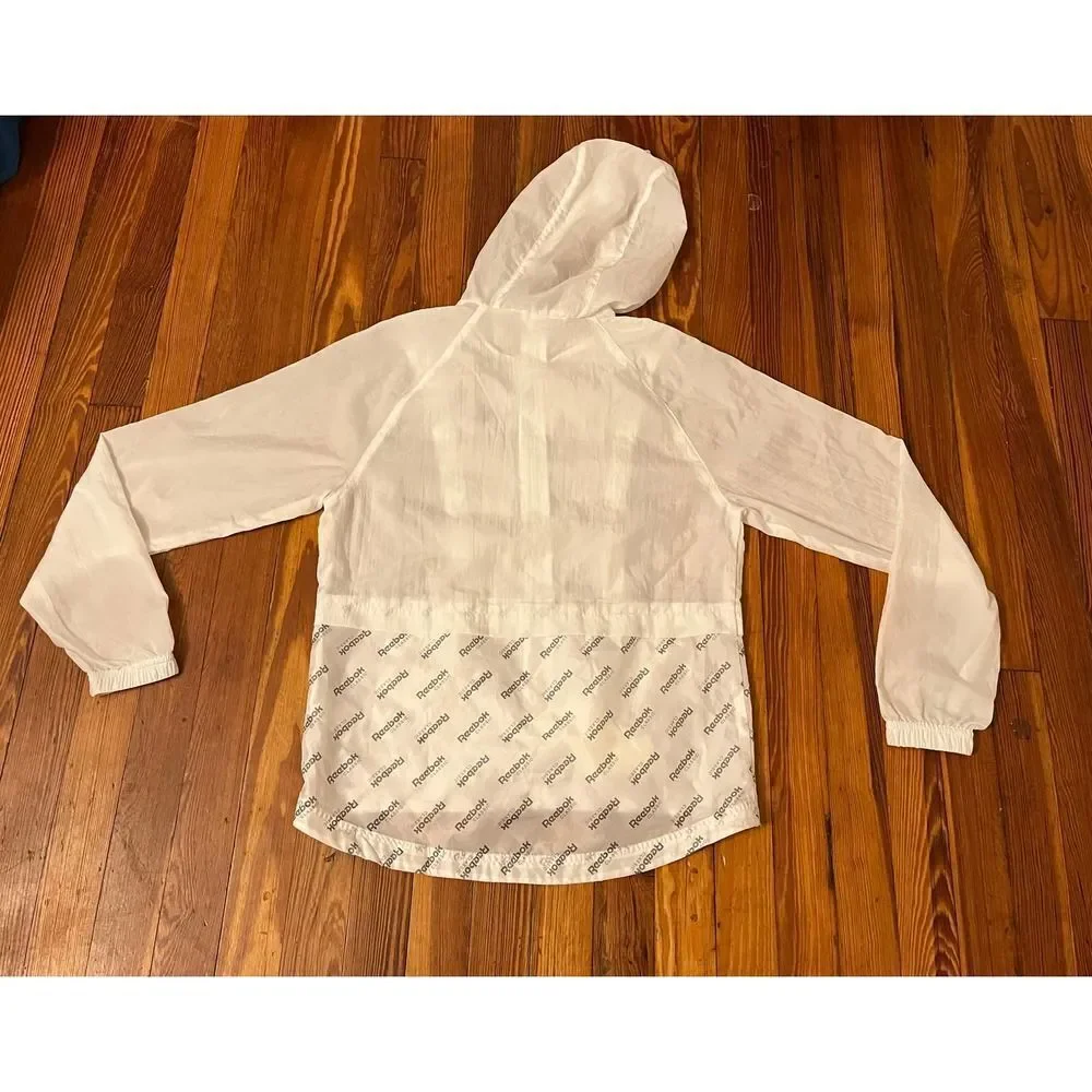 Reebok White Womens XS Windbreaker Jacket in good condition